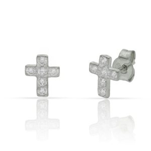 Pendientes plata 925 cruz circonitas