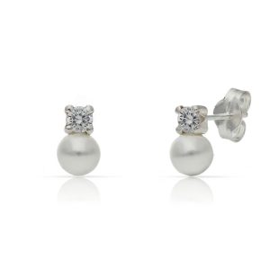 pendiente plata 925mm perlas y circonita