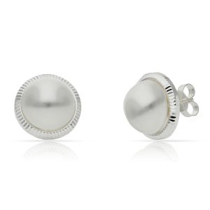 pendiente plata perlas 12.50mm