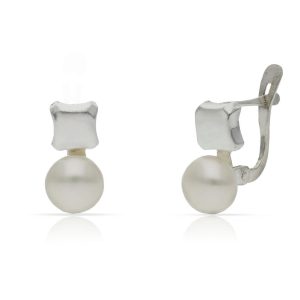 pendiente plata perlas