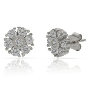 pendientes 925 rosetón circonitas