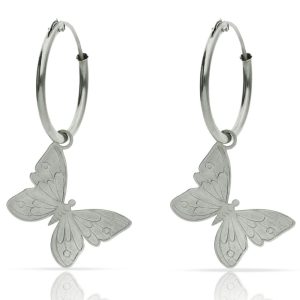 pendientes aro mariposa 12mm plata ley
