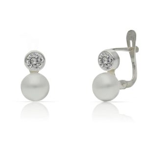 pendientes de plata con perlas y circonitas