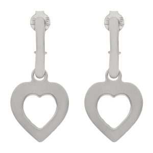 pendientes medio aro plata con corazon