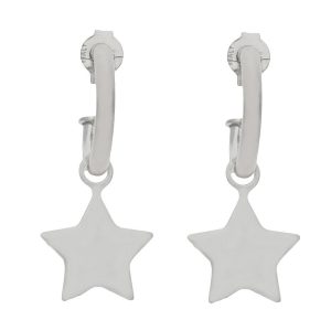 pendientes medio aro plata con estrella