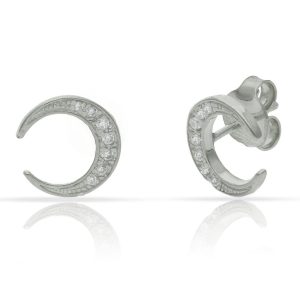 pendientes plata 925mm luna circonita