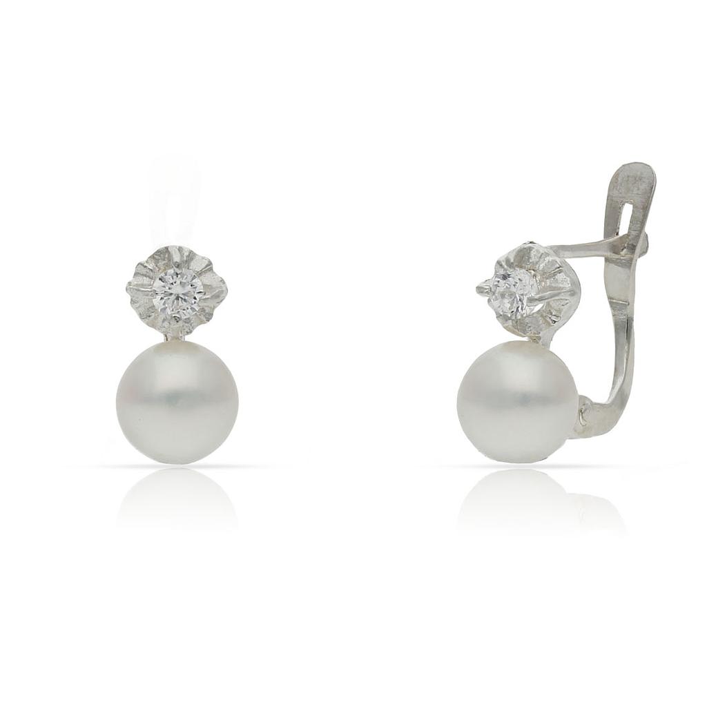 Pendientes plata de ley 925 con perlas y circonitas. 9.50mm pendientes plata 925mm perlas y circonitas 2