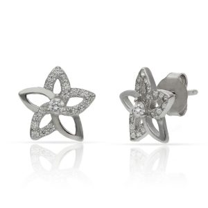 pendientes plata flor circonitas