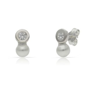 pendiete plata 925mm perla y circonita