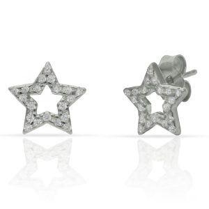 pendietes plata 925mm estrellas circonitas