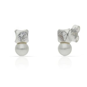 pendietes plata 925mm perlas y circonita cua