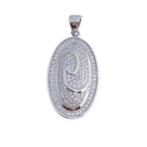 Colgante ovalado plata circonitas 14x26mm