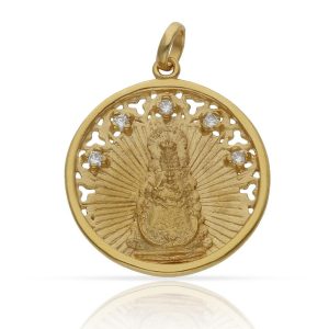 Medalla virgen del rocio 25mm chapada oro