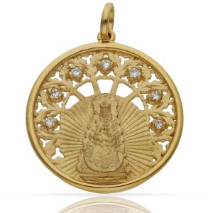 Medalla virgen rocio 30mm chapada oro