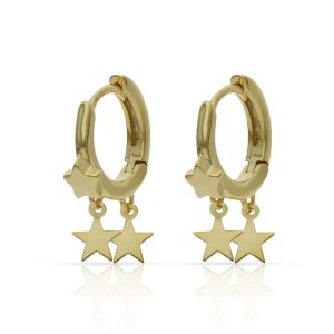 aros estrellas plata chapada oro