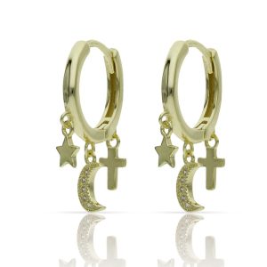 aros mini charms chapado oro