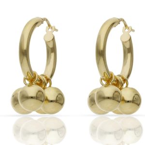 aros plata chapada oro bolas