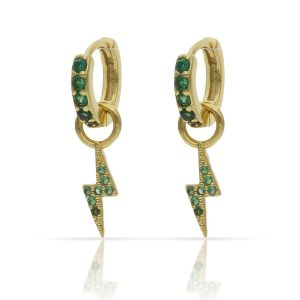 aros rayo circonitas verdes chapado oro