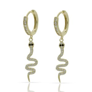 aros serpientes circonitas chapado oro
