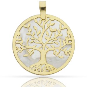 colagante arbol vida 40mm plata chapada oro