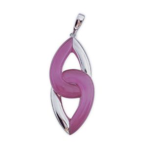 colagante piedra gato fucsia plata