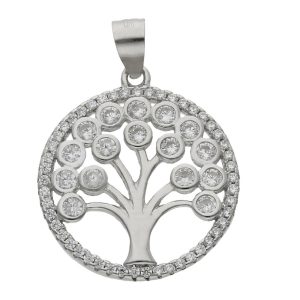 colgante arbol circonitas plata 20mm
