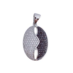 colgante circonitas negras oval plata