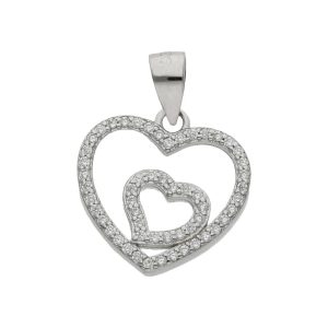 colgante corazon circonitas plata