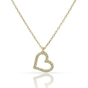 gargantilla corazon circonitas plata chapada oro