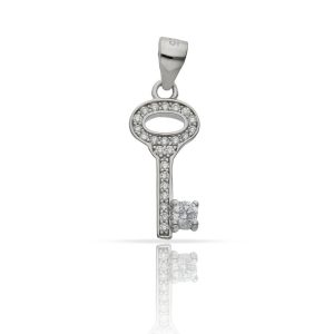 colgante llave plata circonitas