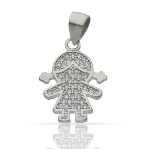 colgante niña circonitas plata