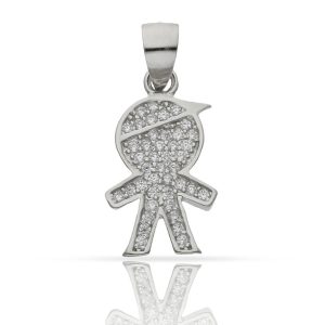 colgante niño circonitas plata