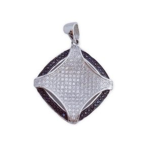 colgante plata circonitas negras 24x25mm