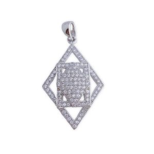 colgante rombo plata circonitas 17x27mm