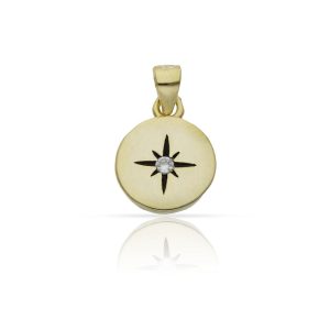 colgante rosa vientos plata chapada oro 10mm