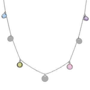 gargantilla circulos+piedras ``plata