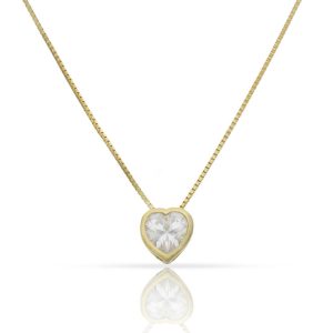gargantilla corazon circonita plata chapada en oro