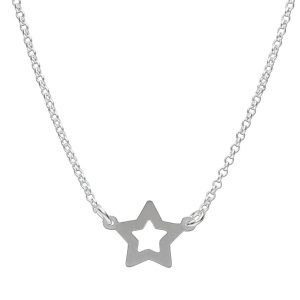 gargantilla estrella hueca plata