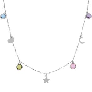 gargantilla piedra+charms plata