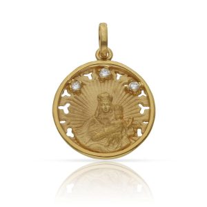 medalla virgen del carmen 20mm plata chapada en oro