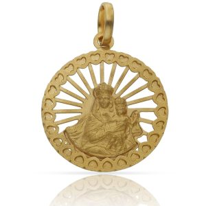 medalla virgen del carmen 25mm chapada oro