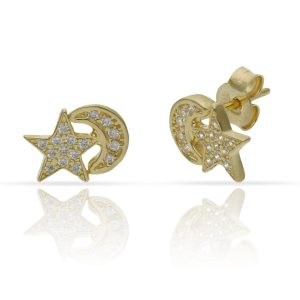 pendien luna estrella circonitas chapado oro