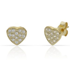 pendiente corazon 8mm circonitas chapado oro