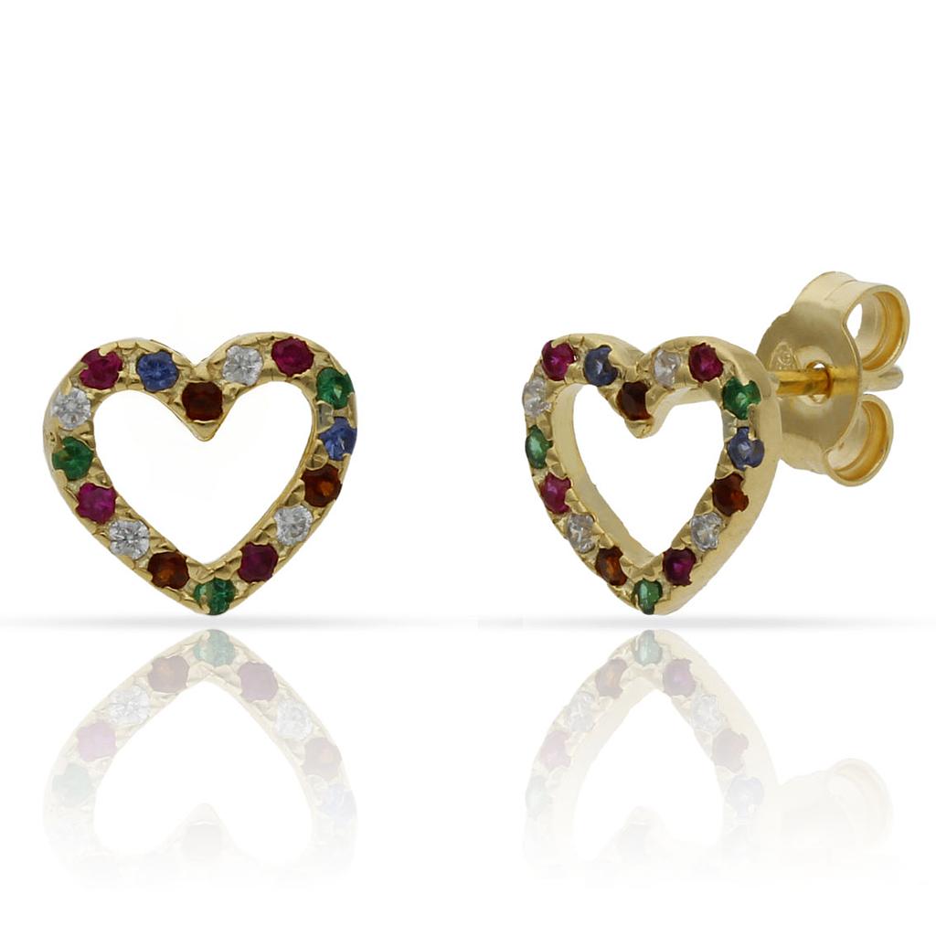 pendiente corazon colores chapado oro