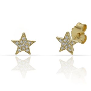 pendiente estrella circonitas 7mm chapada oro