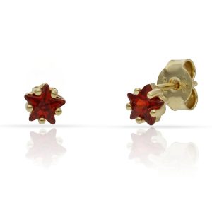 pendiente estrella roja chapado oro