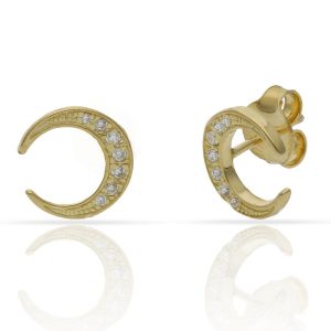 pendiente luna circonitas chapado oro