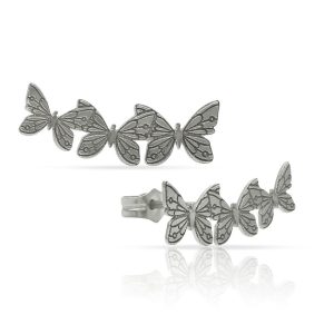 pendiente trepador mariposas plata