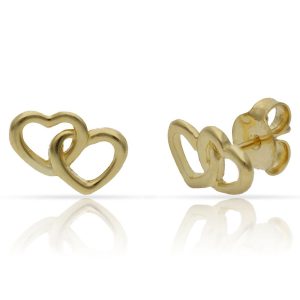 pendientes corazones chapado oro