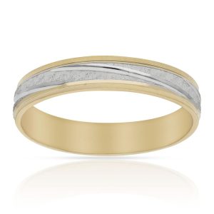 Alianza oro 18Kl bicolor tallada. 4mm